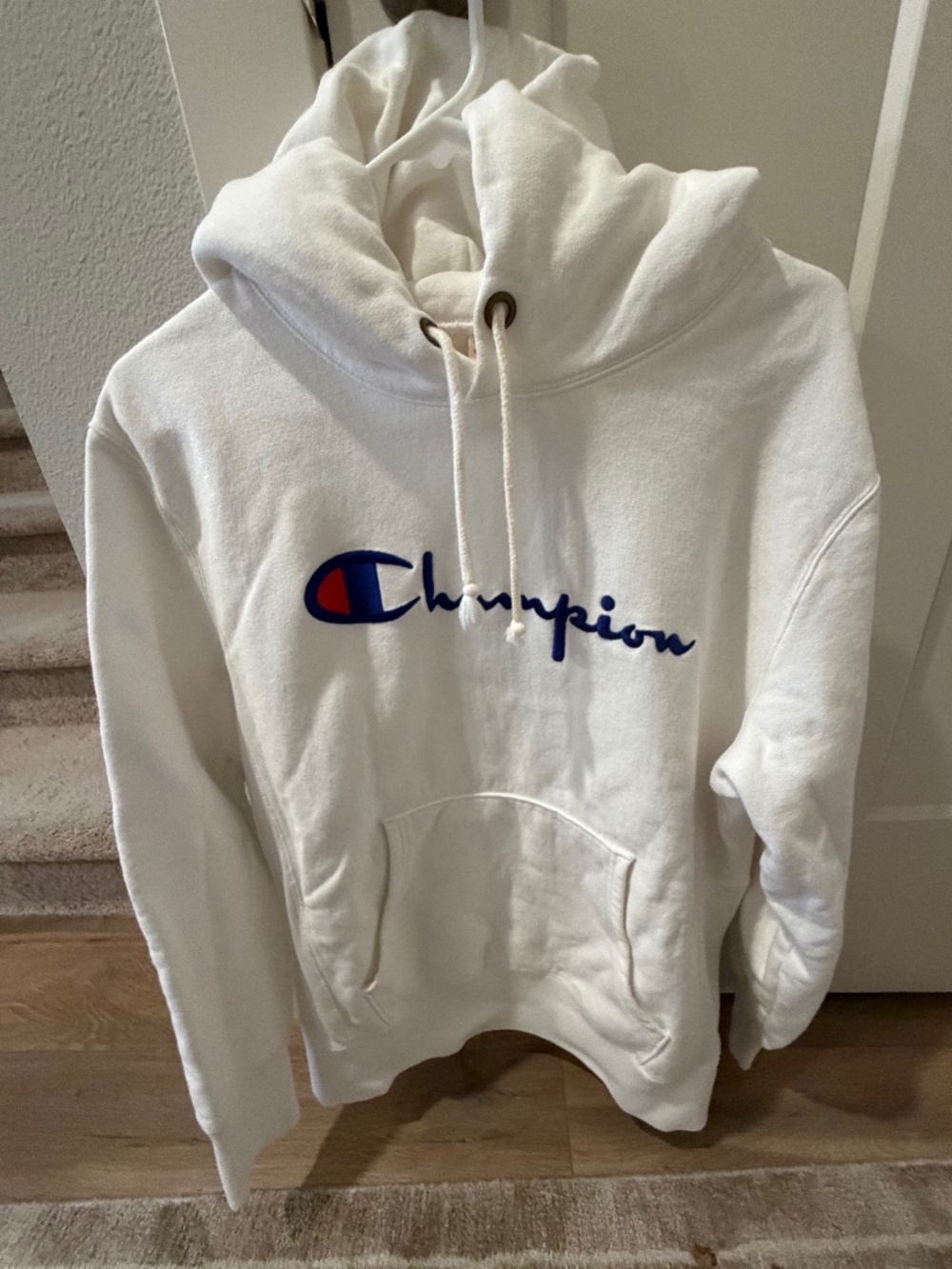 Champion Men’s Reverse Weave White Sweatshirt Hoodie Large